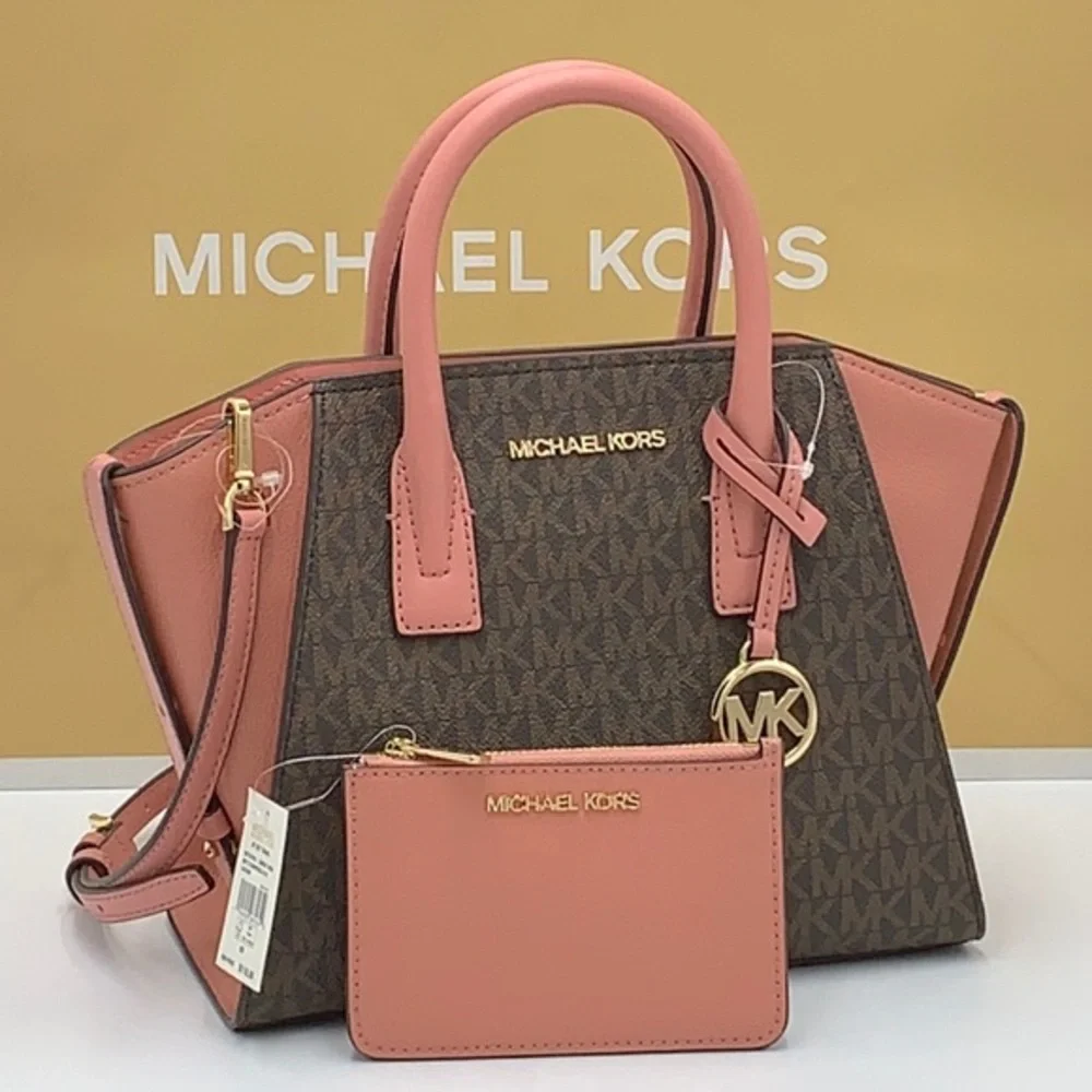 Michael Kors Avril Small Leather Top-Zip Satchel and Small Wallet Coinpouch Set